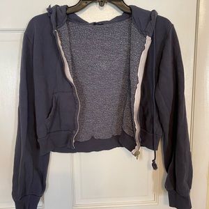 John Galt brandy melville crop hoodie navy blue